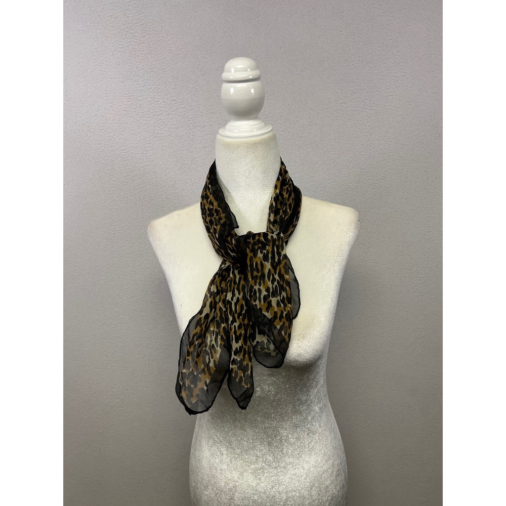 Mob Wife Aesthetic Womens OS Brown Leopard Print Sheer Chiffon Scarf